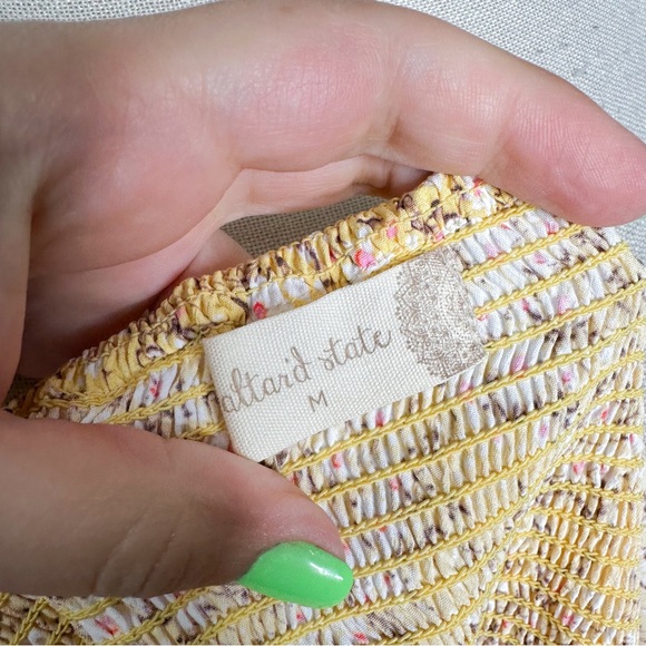 Altar’d State Yellow Floral Milkmaid Mini Dress (M) - Picture 3 of 5